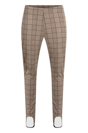 slim fit geruite legging - beige/zwart