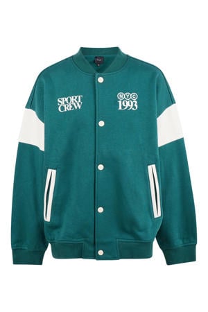 oversized sweatvest met backprint - groen/wit