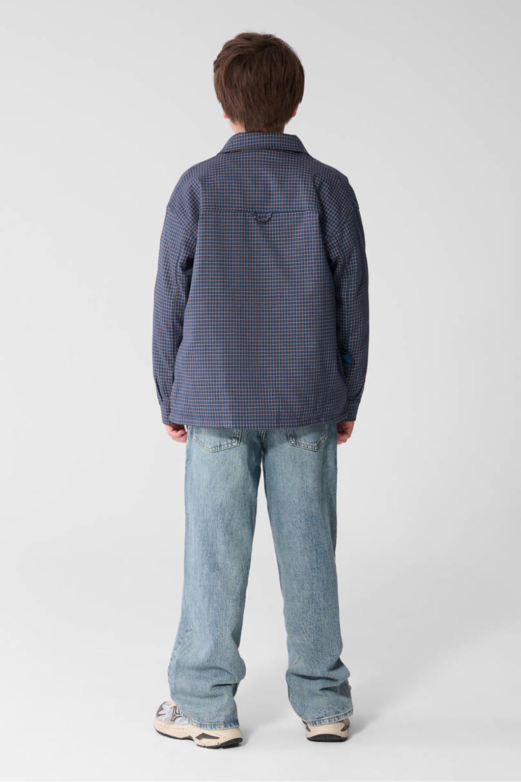 Shoeby loose fit geruit overshirt - donkerblauw/bordeaux