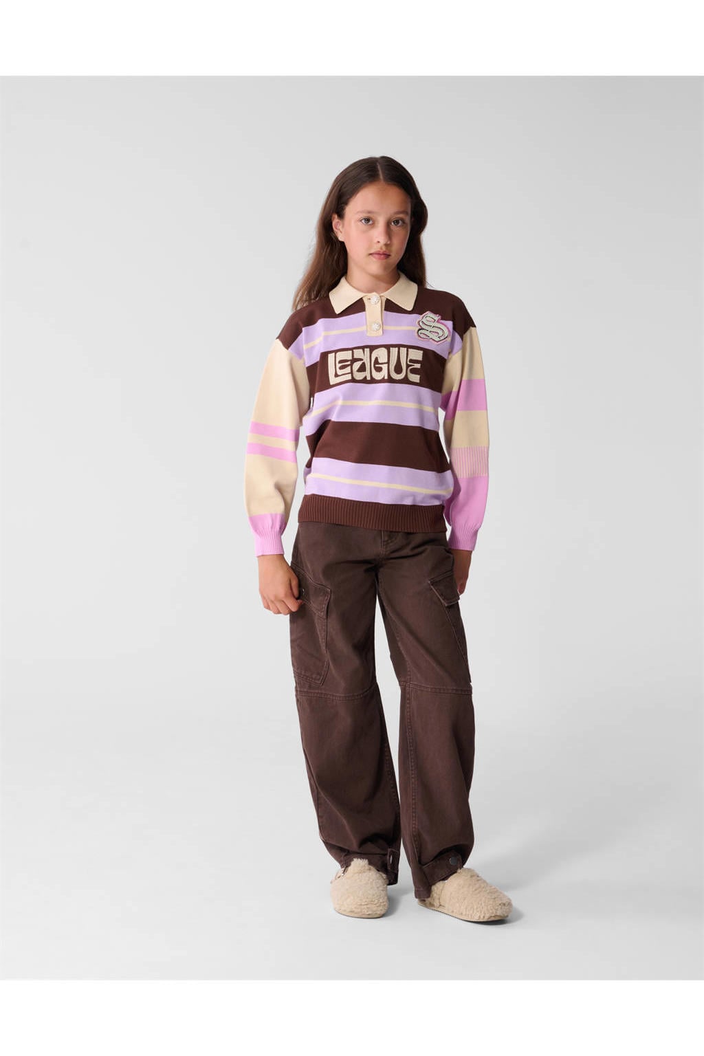 Shoeby wide leg cargobroek - donkerbruin