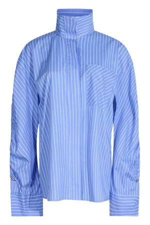 blouse met krijtstreep - blauw/ecru