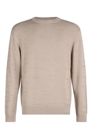 katoenen relaxed fit gebreide trui - beige