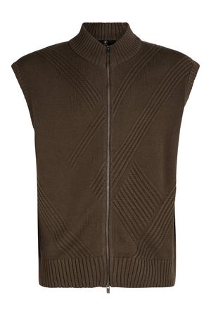katoenen gebreid vest - donkerbruin