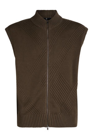 katoenen gebreid vest - donkerbruin