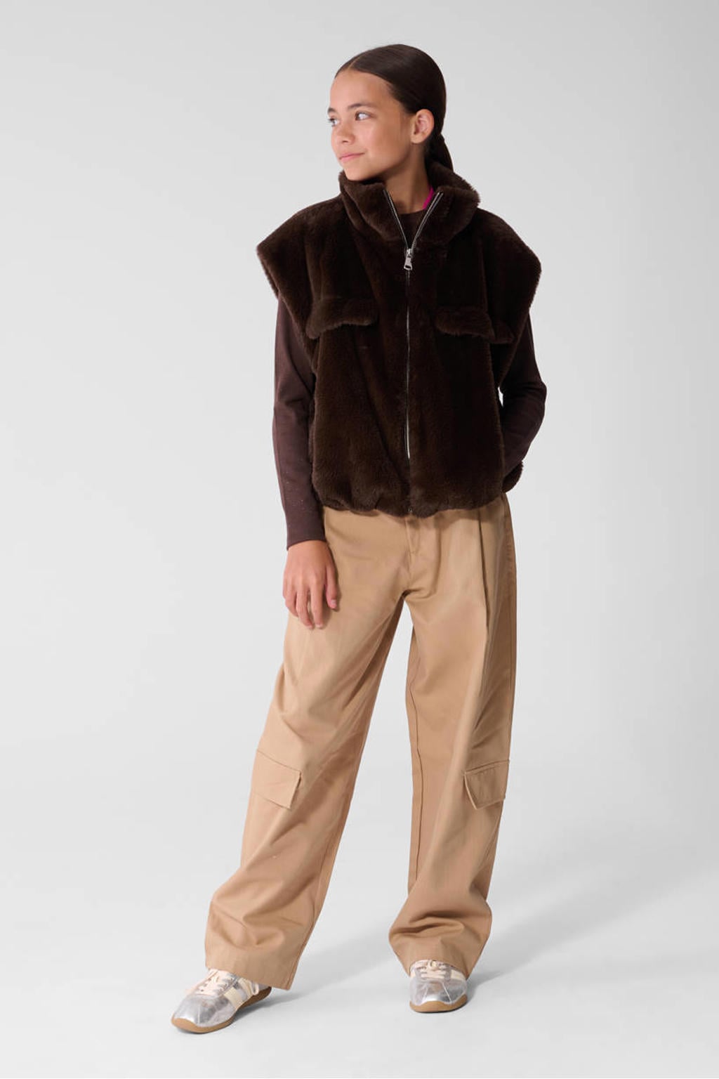 Shoeby teddy oversized gilet - donkerbruin