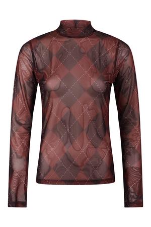 geruite top - donkerrood/bruin