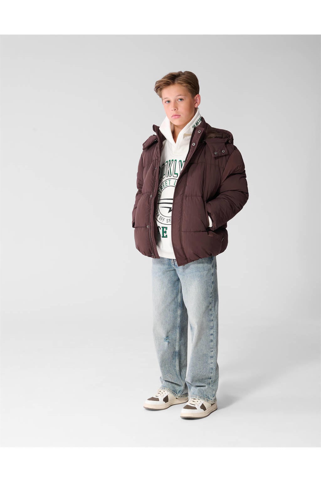 Shoeby winter pufferjas - donkerbruin