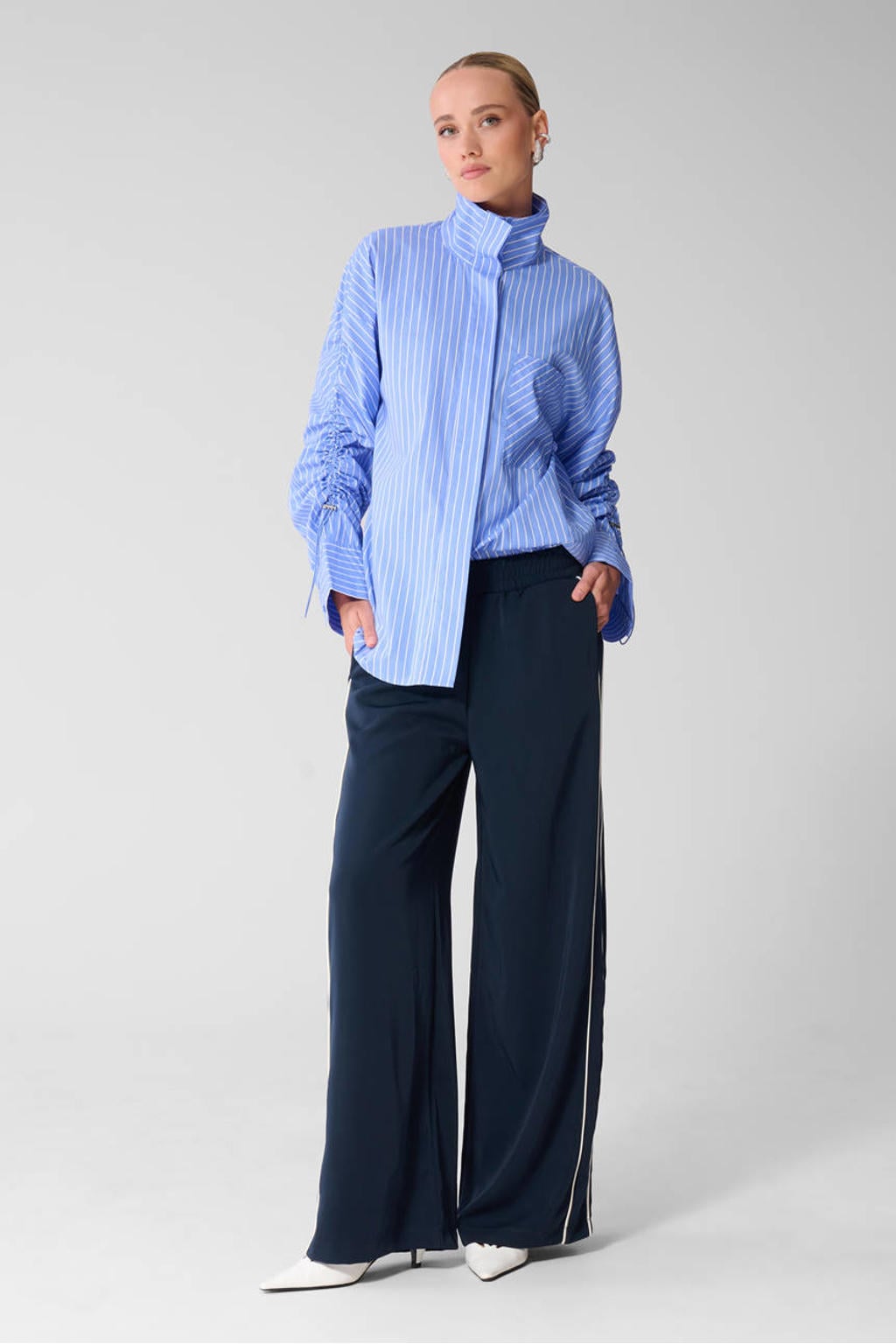 Shoeby wide leg broek - donkerblauw