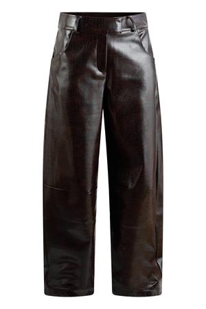 imitatieleren barrel broek - donkerbruin