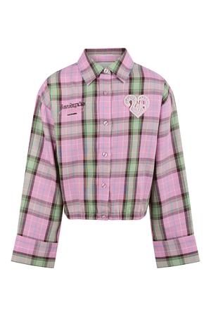 getailleerde geruite blouse - lichtroze/groen