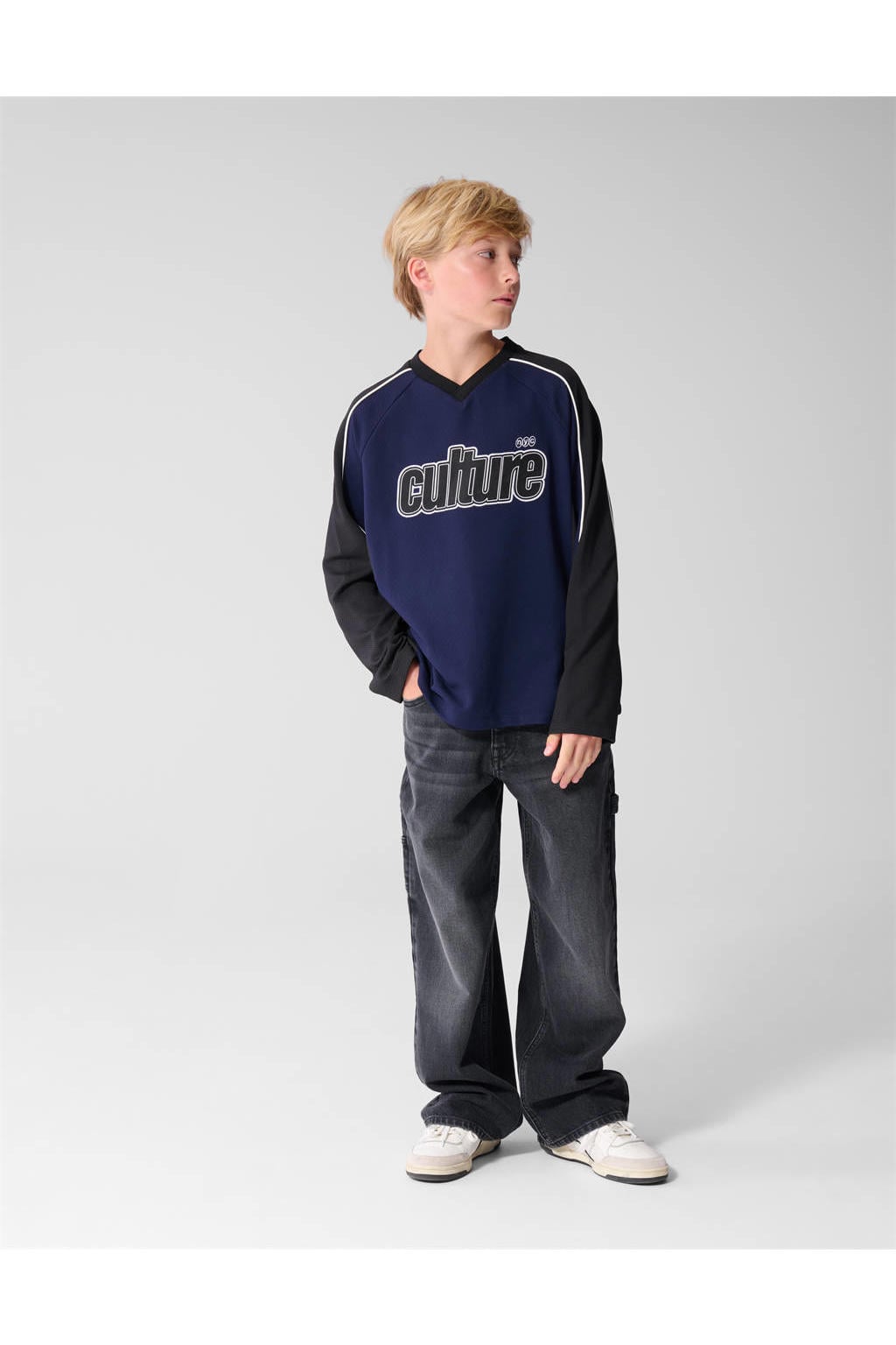 Shoeby oversized longsleeve met tekst - donkerblauw