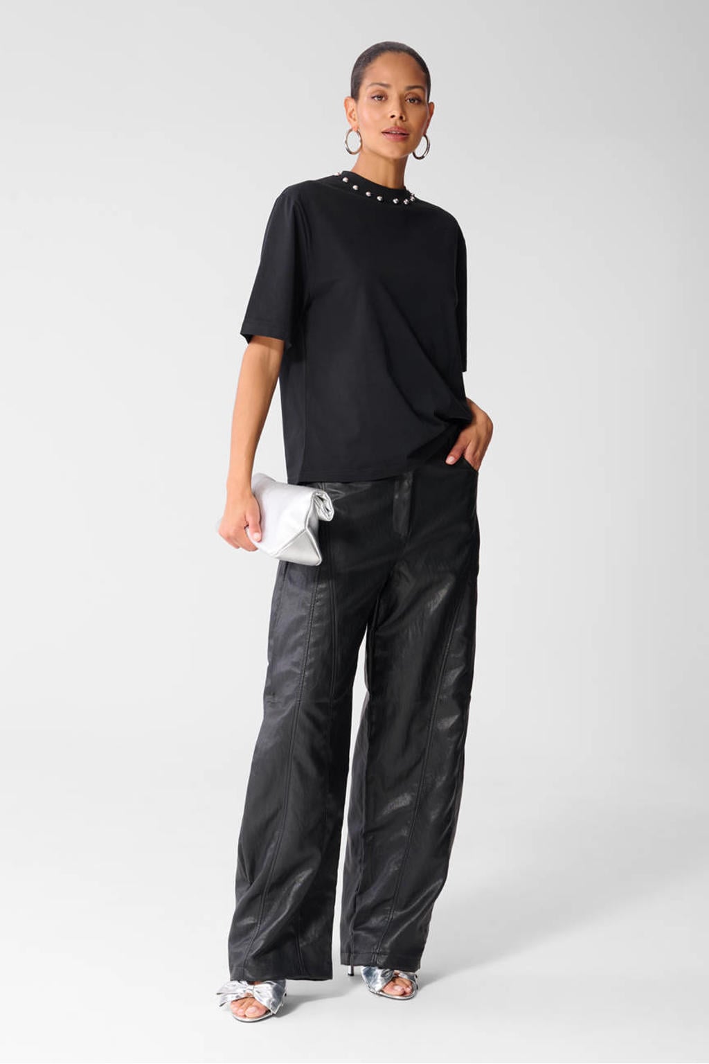 Shoeby T-shirt met studs - zwart