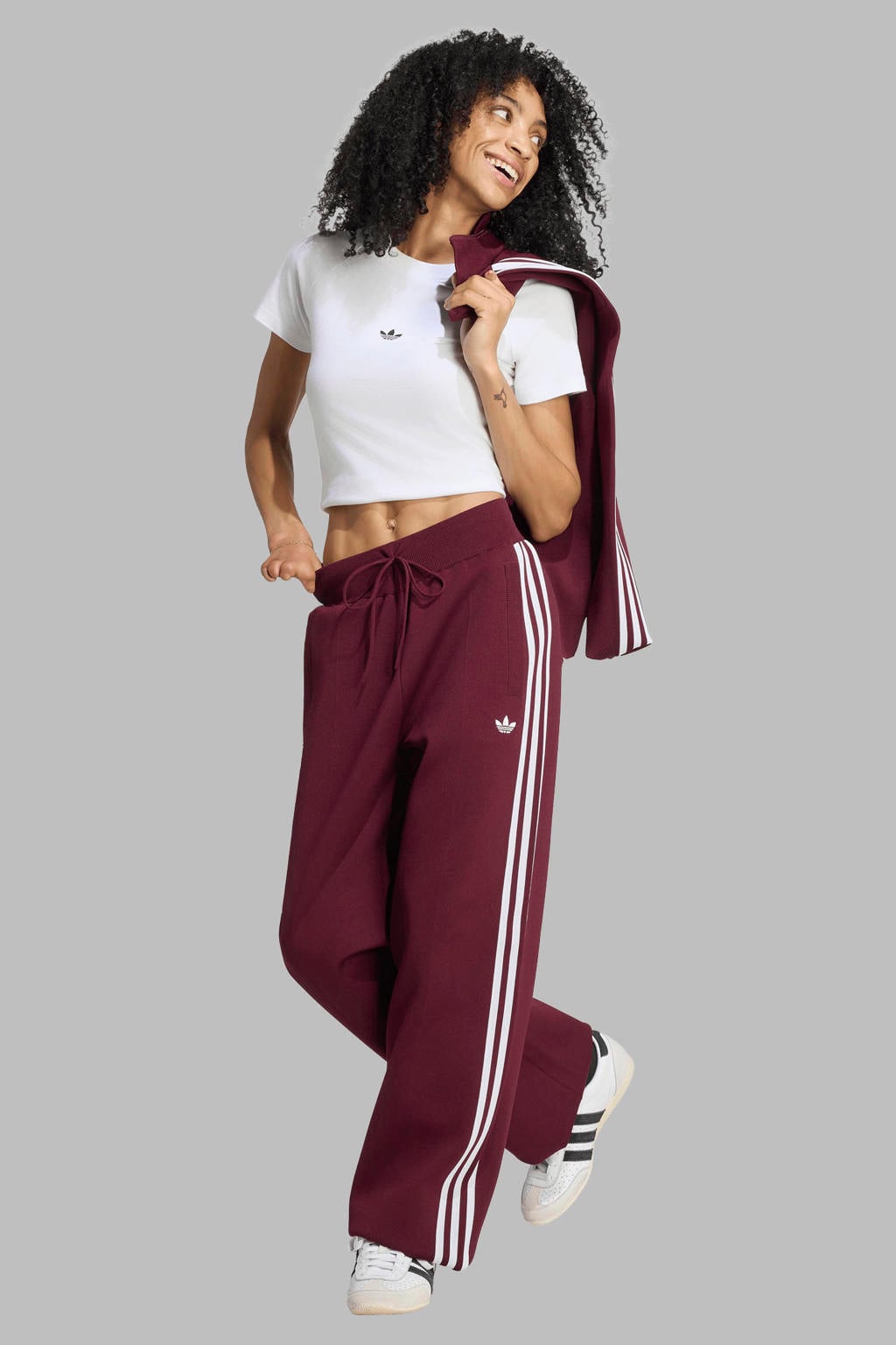 adidas Originals Adilenium regular knitted broek - donkerrood