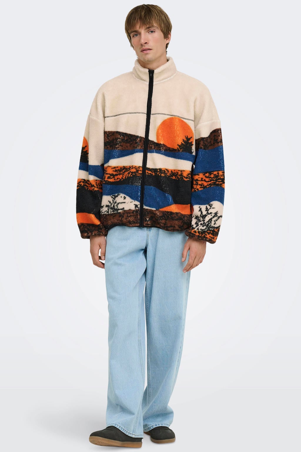 ONLY & SONS fleecevest met print - moonbeam