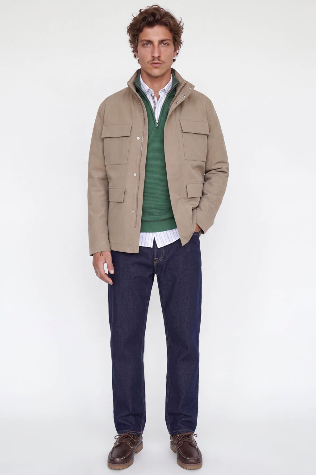 JACK & JONES PREMIUM katoenen regular fit gebreide trui - pineneedle