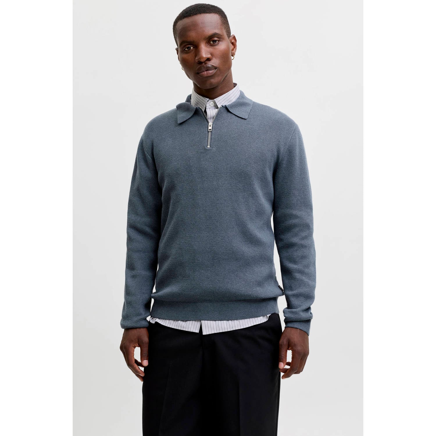 JACK & JONES PREMIUM katoenen relaxed fit gebreide trui turbulence