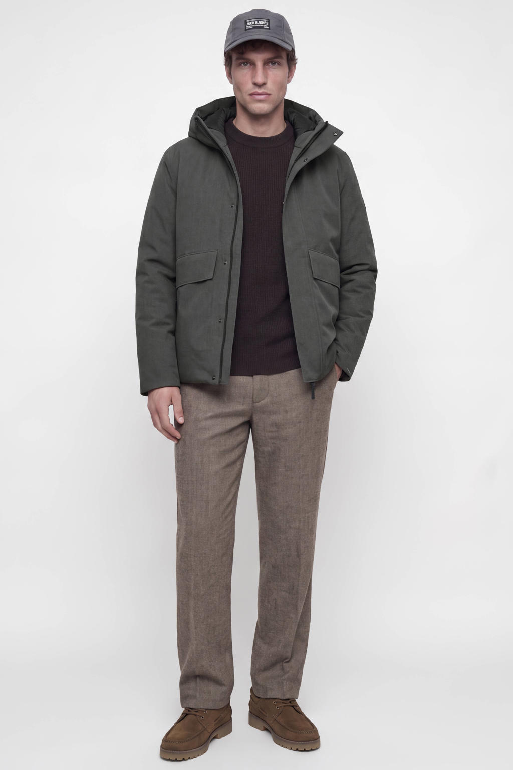 JACK & JONES PREMIUM gemêleerde winterjas - donkergrijs