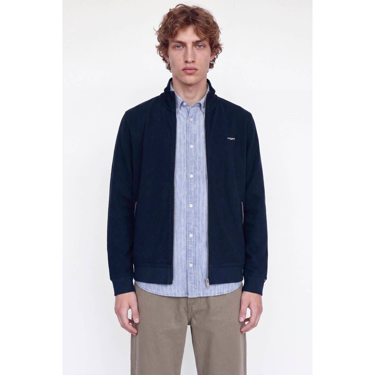 JACK & JONES PREMIUM sweatvest donkerblauw