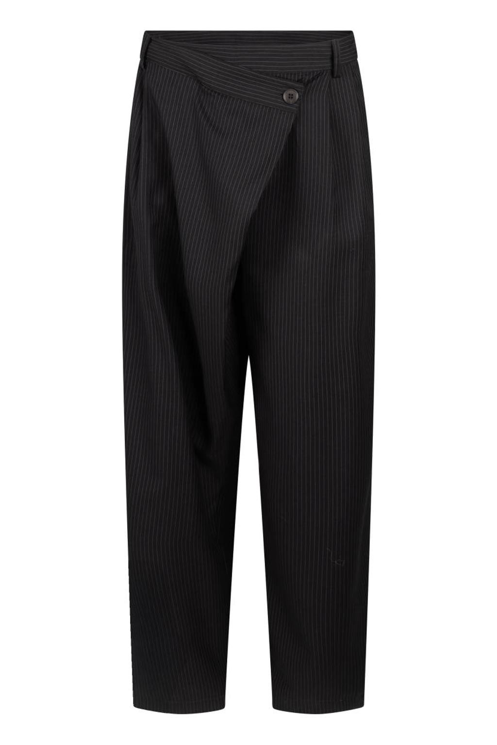 Another-Label straight leg broek met krijtstreep - zwart