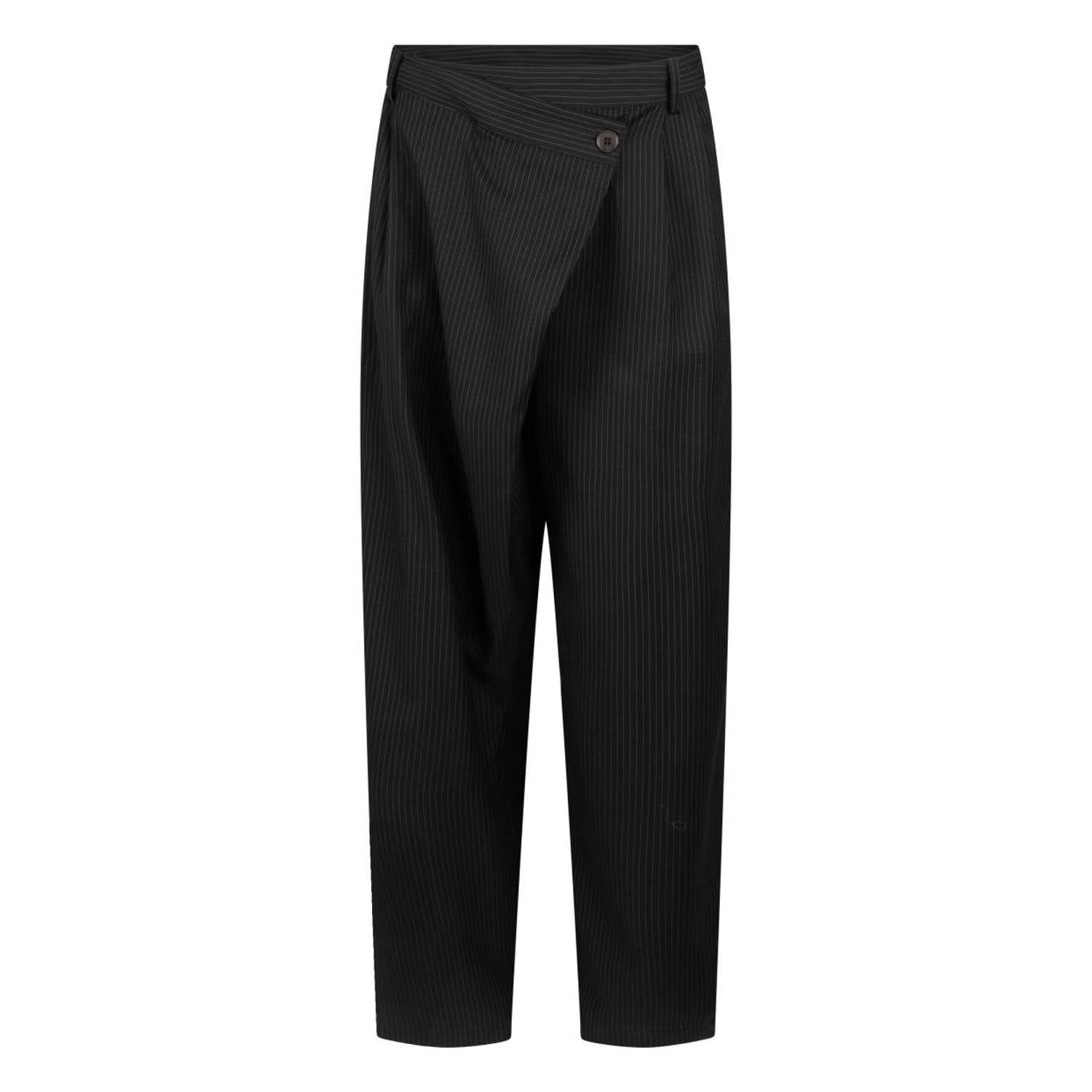 Another-Label straight leg broek met krijtstreep zwart