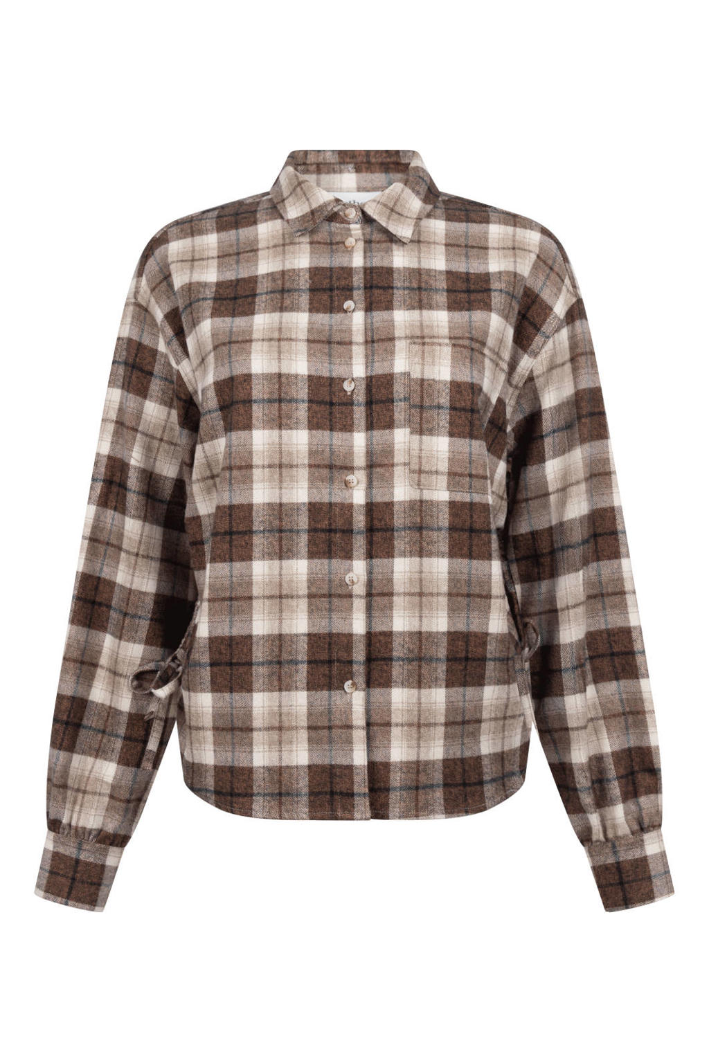 Another-Label flanel geruite blouse - bruin