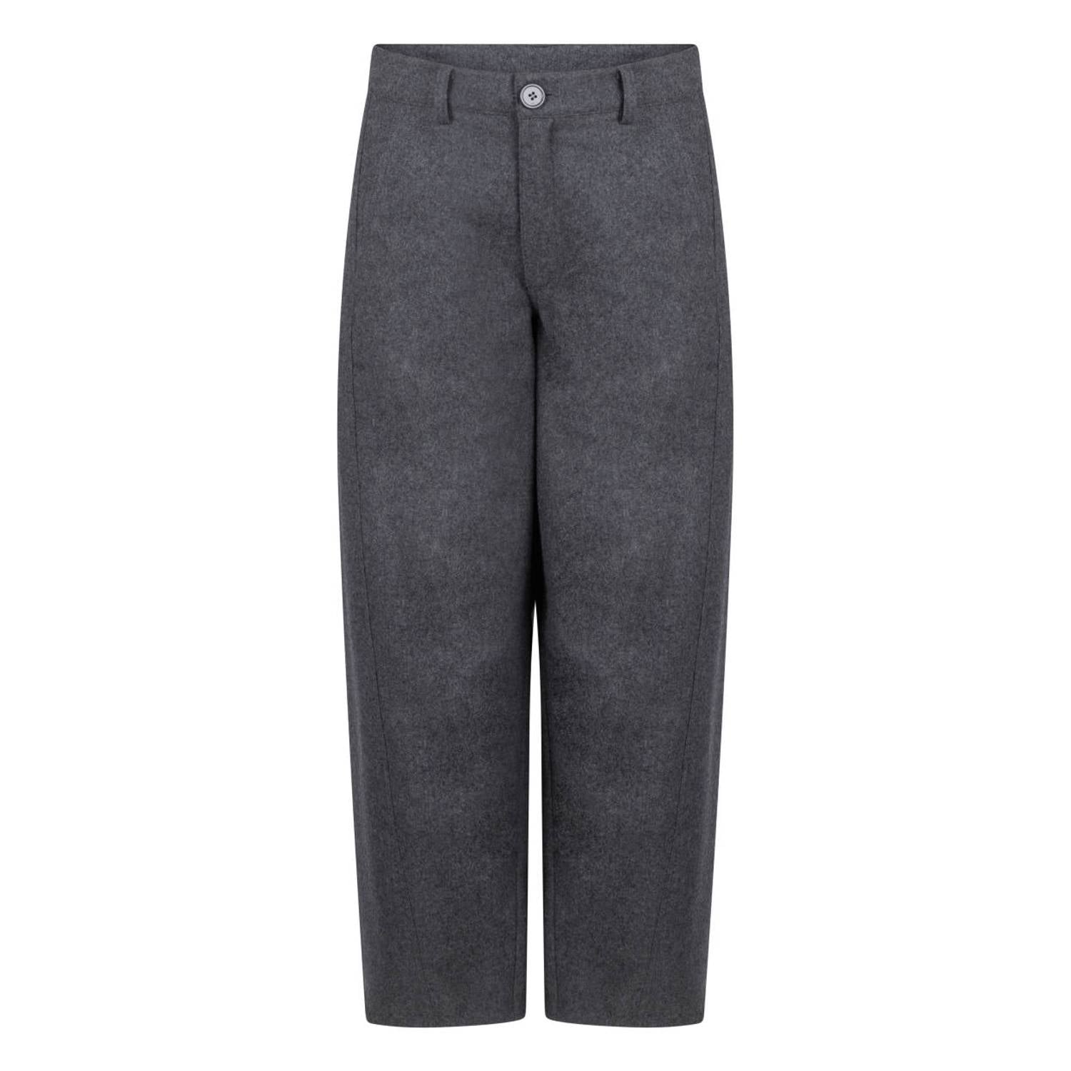 Another-Label wide leg broek met wol grijs