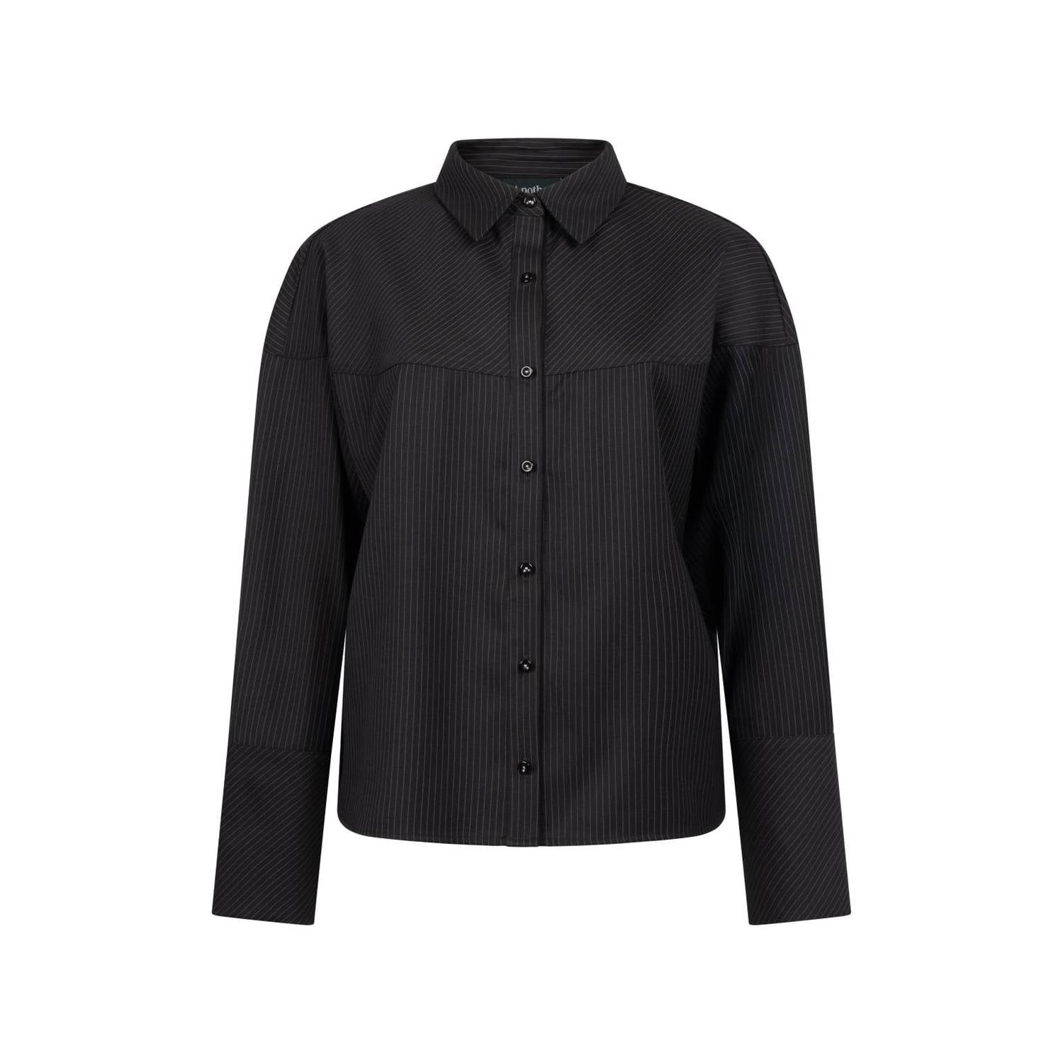 Another-Label blouse met krijtstreep zwart