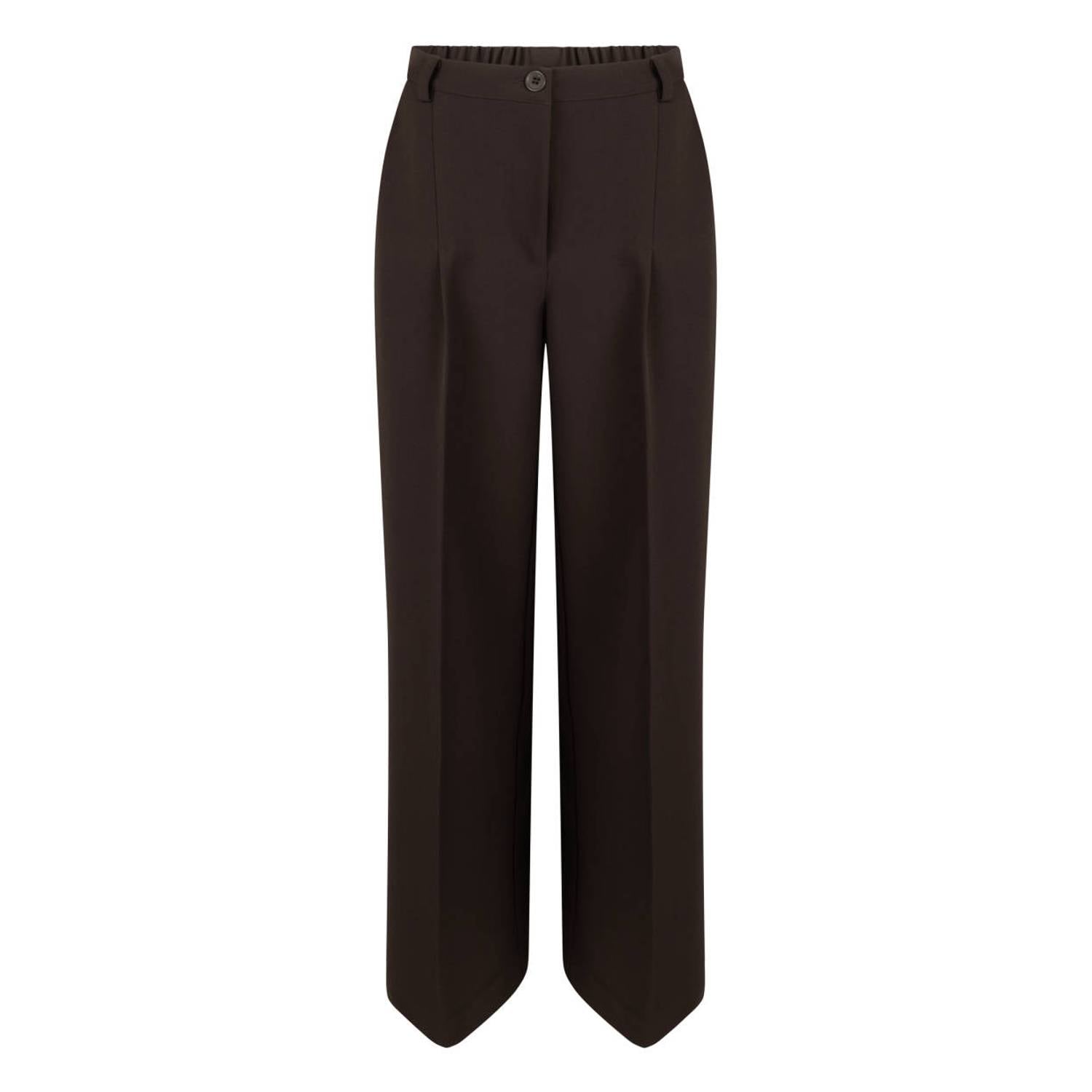 Another-Label straight leg broek donkerbruin