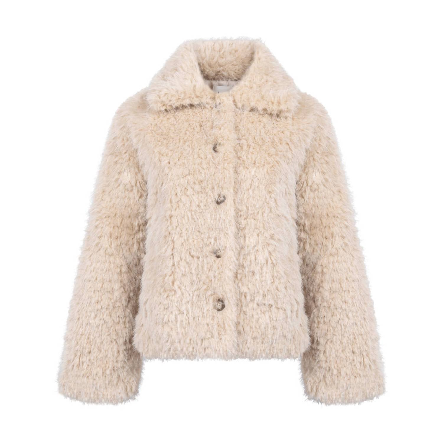 Another-Label imitatiebont faux fur jas zand