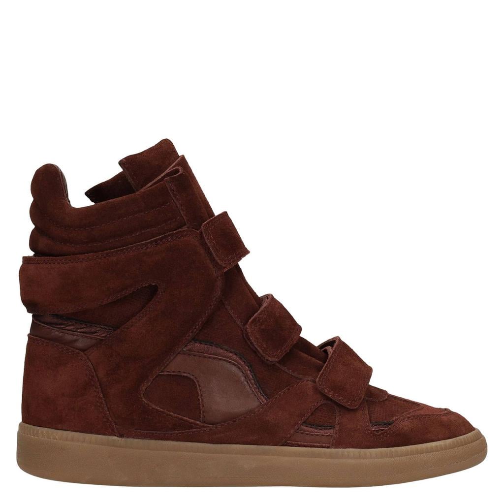 Manfield suède sneakers met sleehak - bordeaux