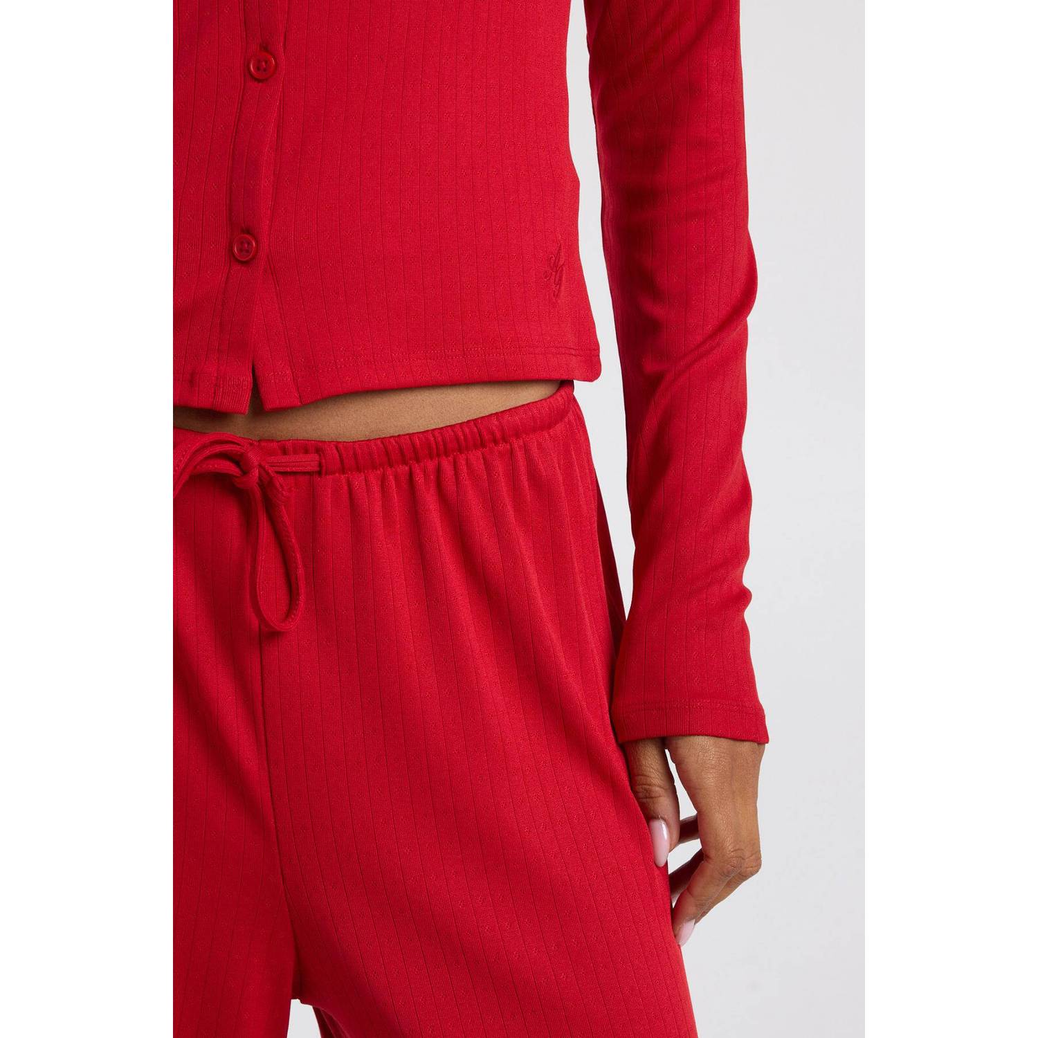 America Today pyjamabroek met ajourdetails rood