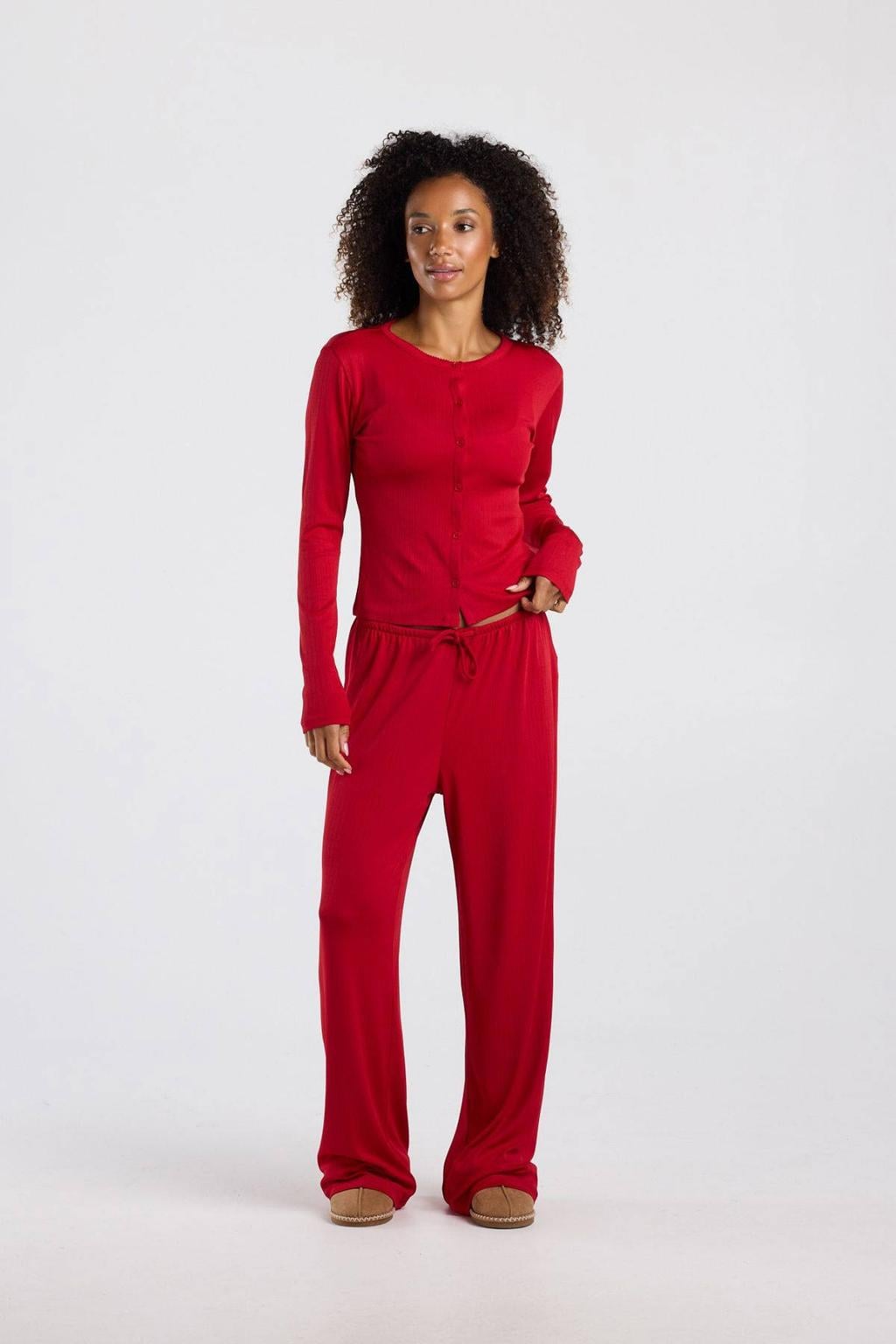 America Today pyjamatop met ajourdetails - rood