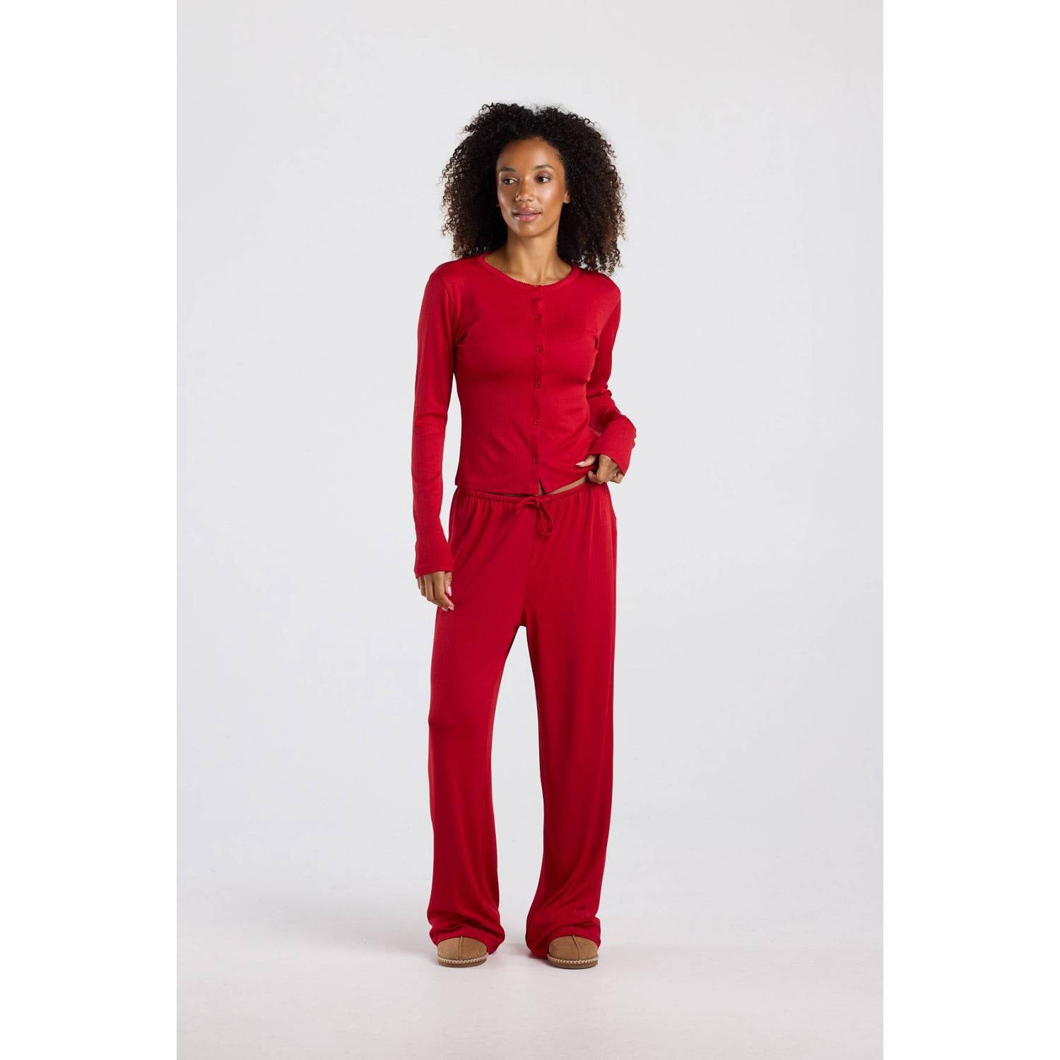 America Today pyjamatop met ajourdetails rood