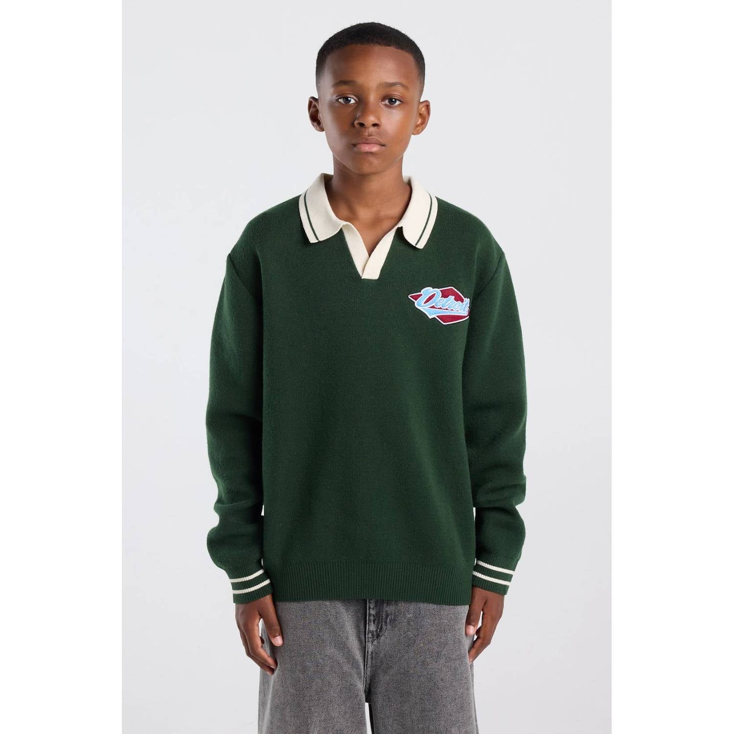 America Today gebreide trui met patches groen