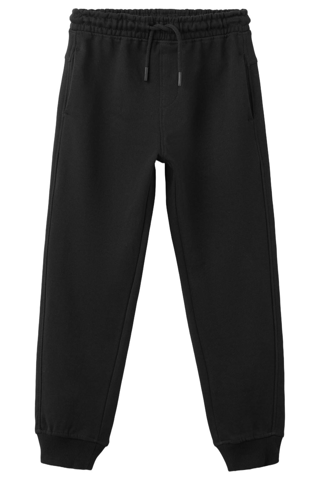 Zwarte jongens Mango Kids joggingbroek van katoen met elastische tailleband met koord en effen