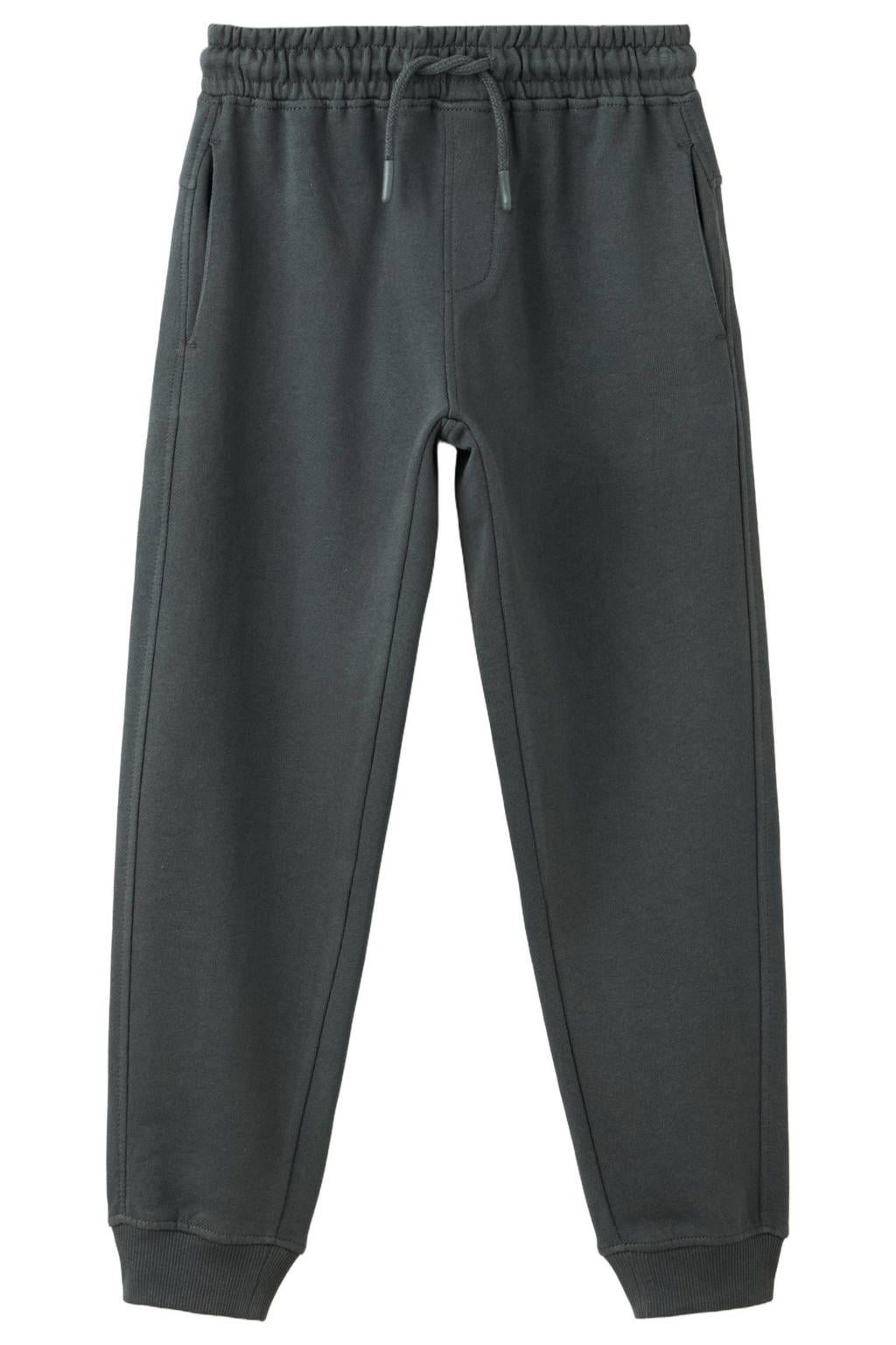 Antraciete jongens Mango Kids joggingbroek van katoen met elastische tailleband met koord en effen