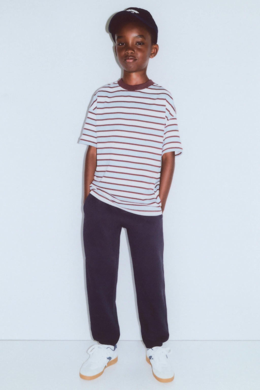 Marineblauw jongens Mango Kids joggingbroek blauw van katoen met elastische tailleband met koord en effen