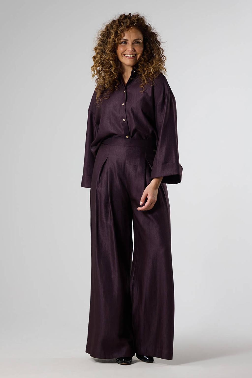 LabeL DOT wide leg broek - donkerrood