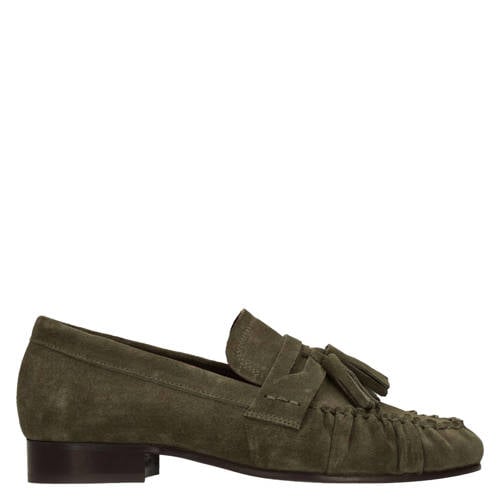 Manfield suède loafers donkergroen