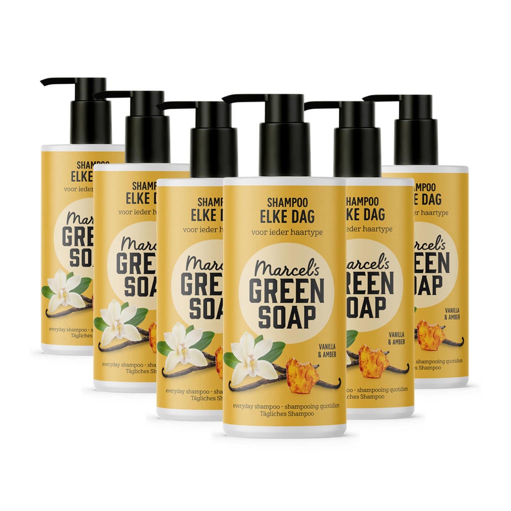 Marcel's Green Soap elke dag shampoo - Vanilla & Amber 6 x 300 ml
