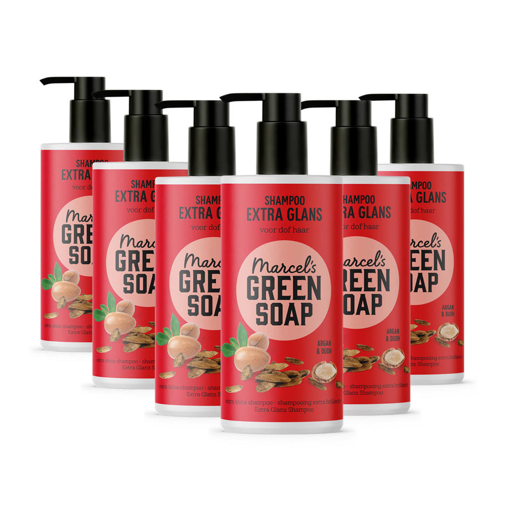 Marcel's Green Soap extra glans shampoo - Argan & Oudh 6 x 300 ml