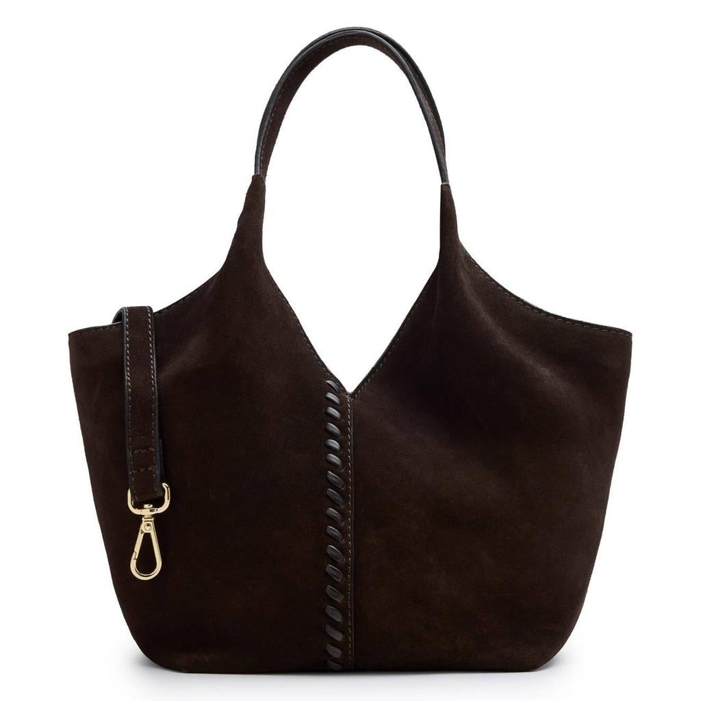 Manfield suède shopper donkerbruin