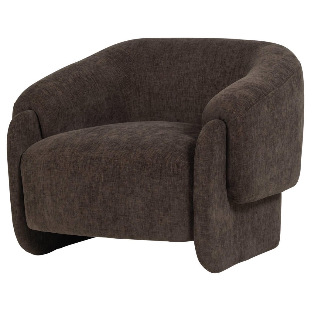 WOOOD Moru Fauteuil - Chenille - Donkerbruin - 83x90x71