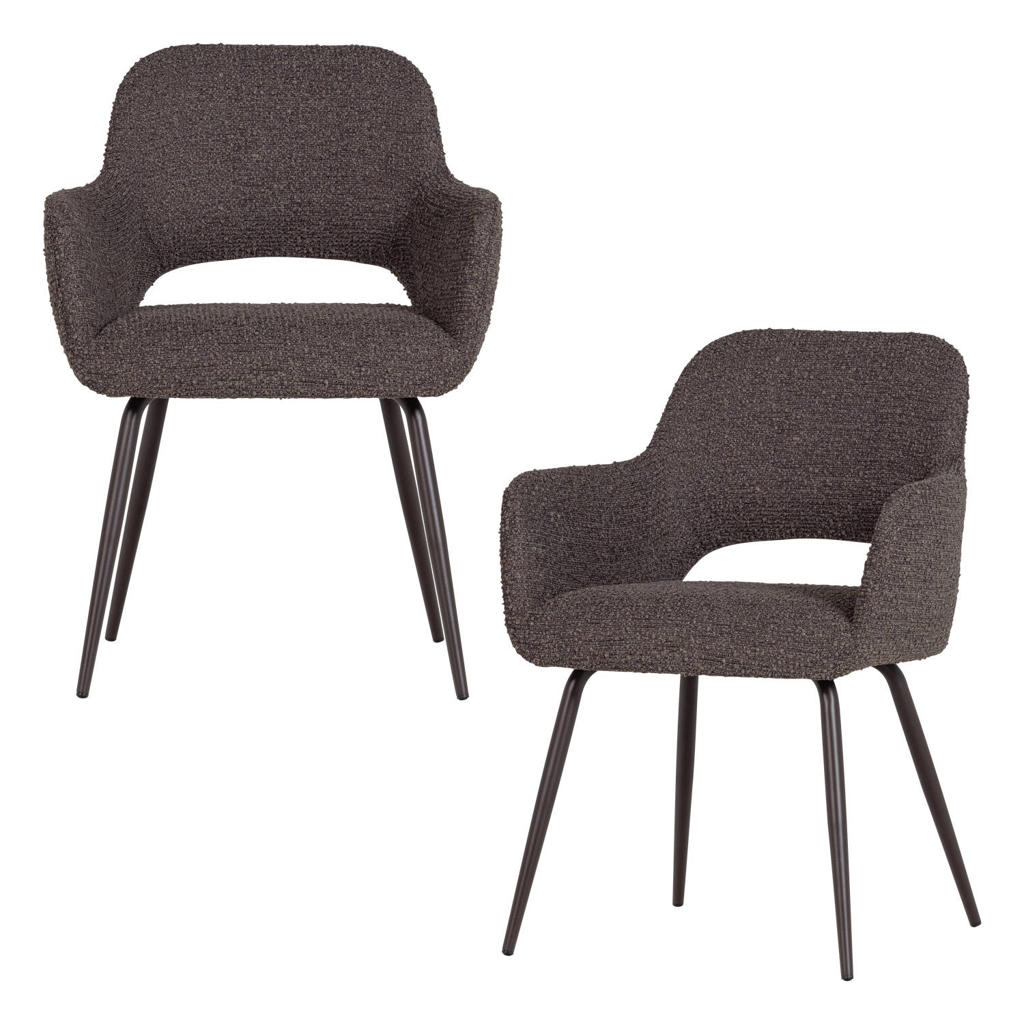 WOOOD Jenny eetkamerstoelen met armleuningen - bruin (set van 2)