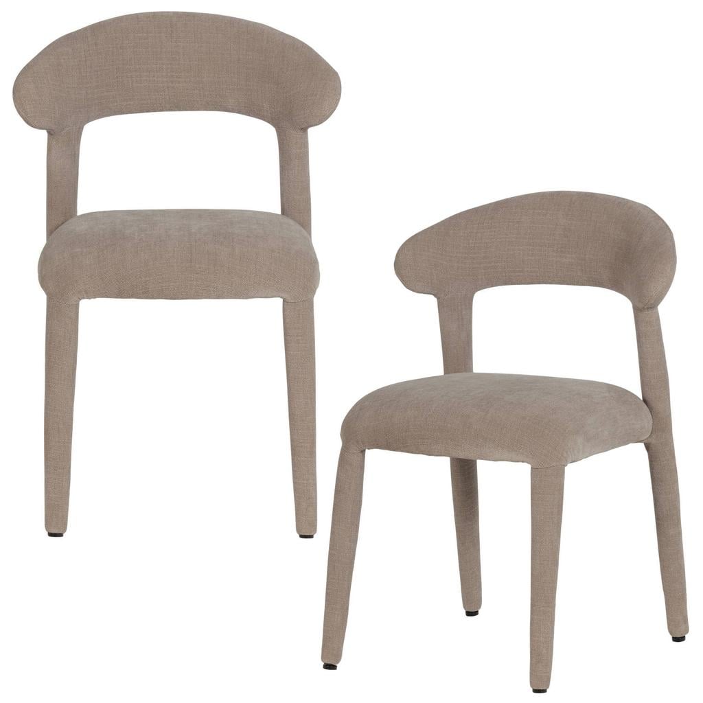 WOOOD WOOOD Sile Eetkamerstoel - Linnenlook - Zand - Set Van 2 - 80x57x55