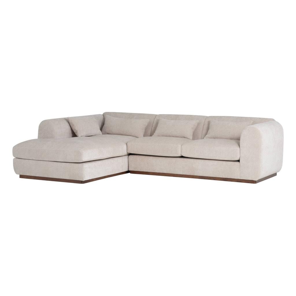 WOOOD WOOOD Brenvo Hoekbank Links - Structure Velvet - Lichtbruin