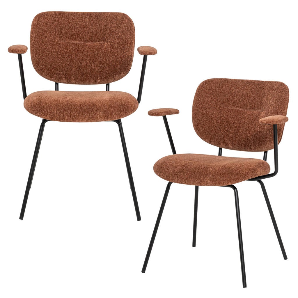 WOOOD WOOOD Brint Eetkamerstoel Armleuning Zand - Set Van 2 - 80x63x58