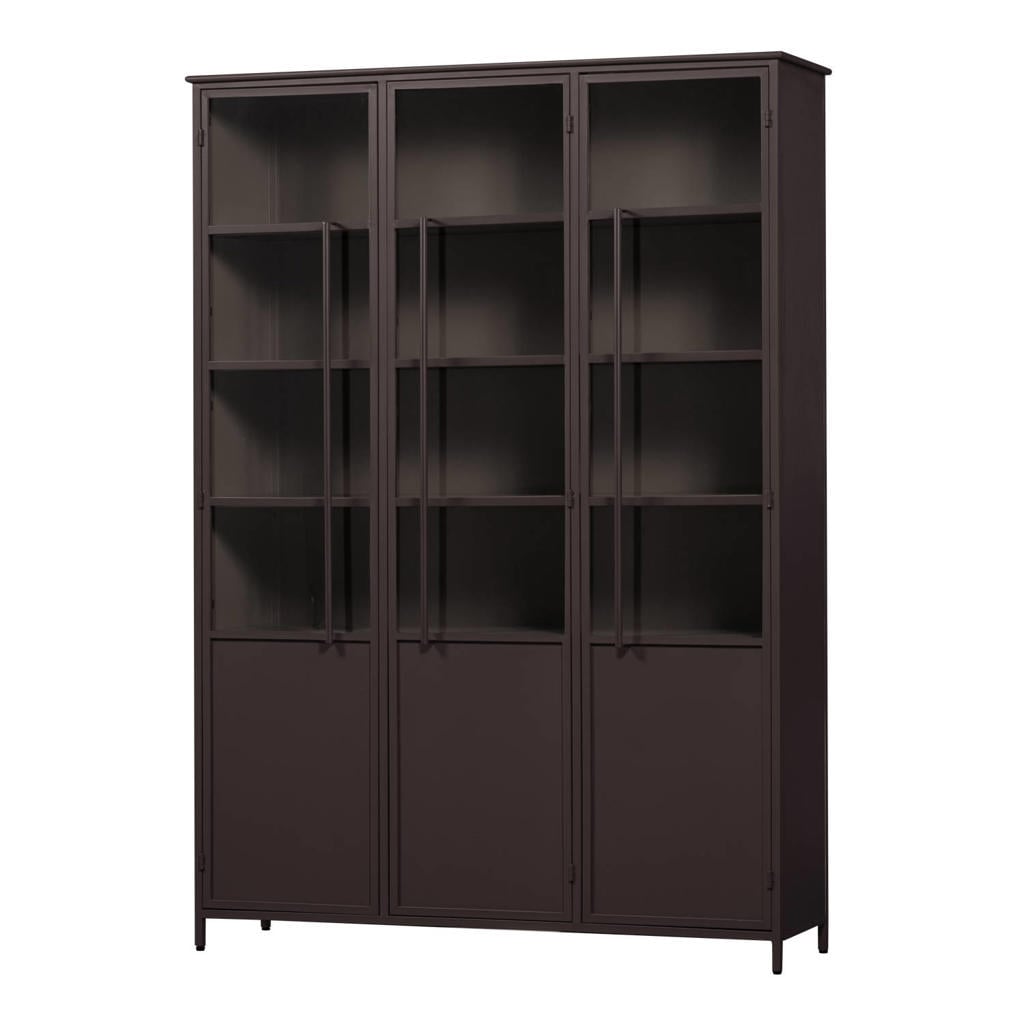 WOOOD WOOOD Exhibit XL 3-deurs Vitrinekast - Metaal - Donkerbruin