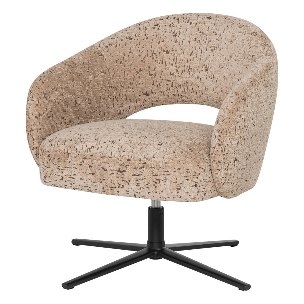 WOOOD WOOOD Pico Draaifauteuil - Wollig Structuur - Zand - 74x71x69