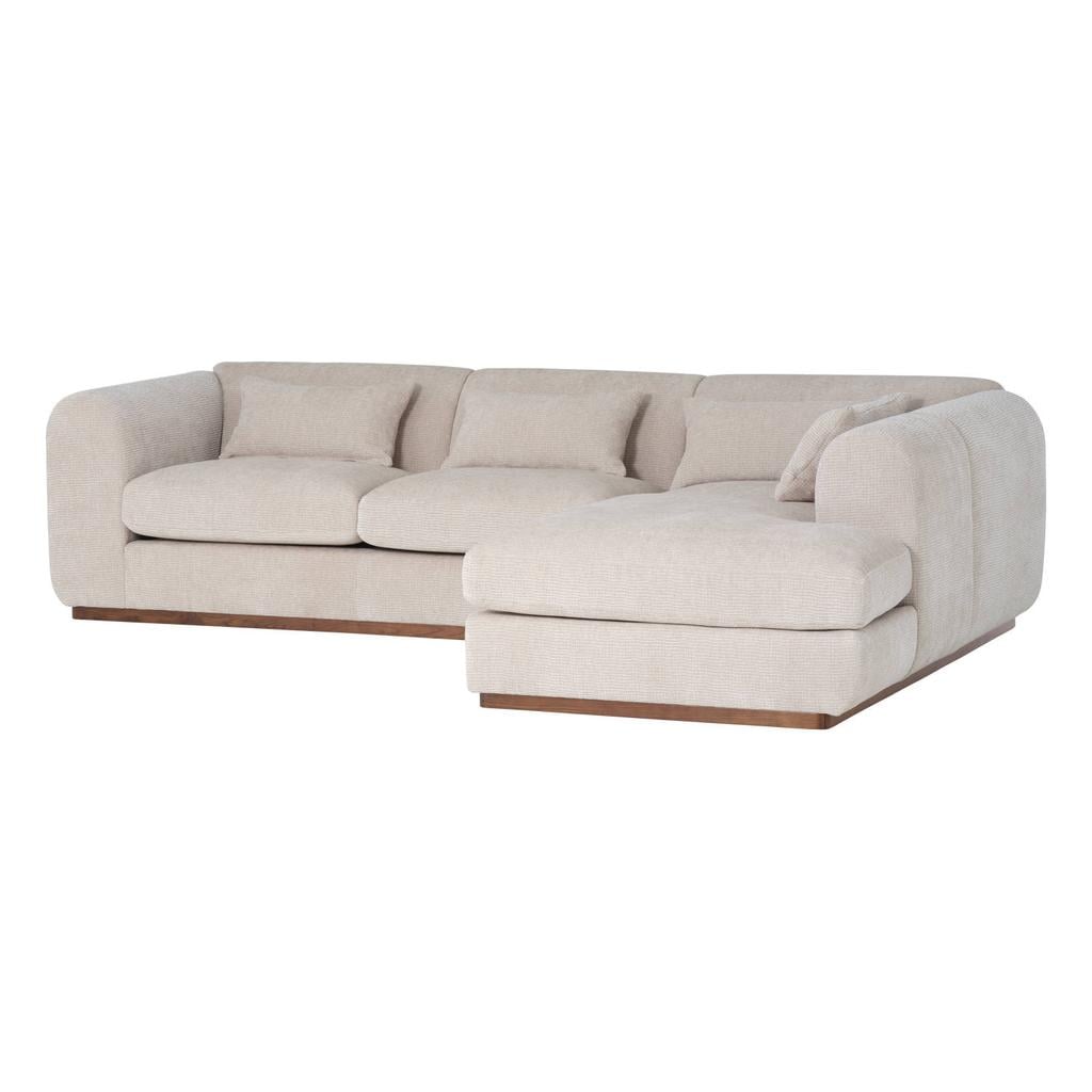 WOOOD Brenvo Hoekbank Rechts - Structure Velvet - Zand - 73x306x178